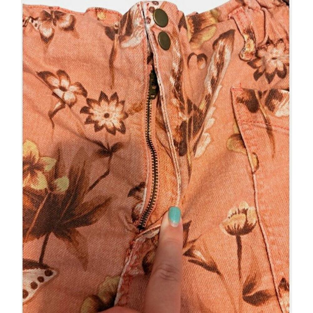 Anthropologie $98 Jesse Floral Butterfly Rose Pink Cotton Utility Shorts Sz 14 - Picture 4 of 6